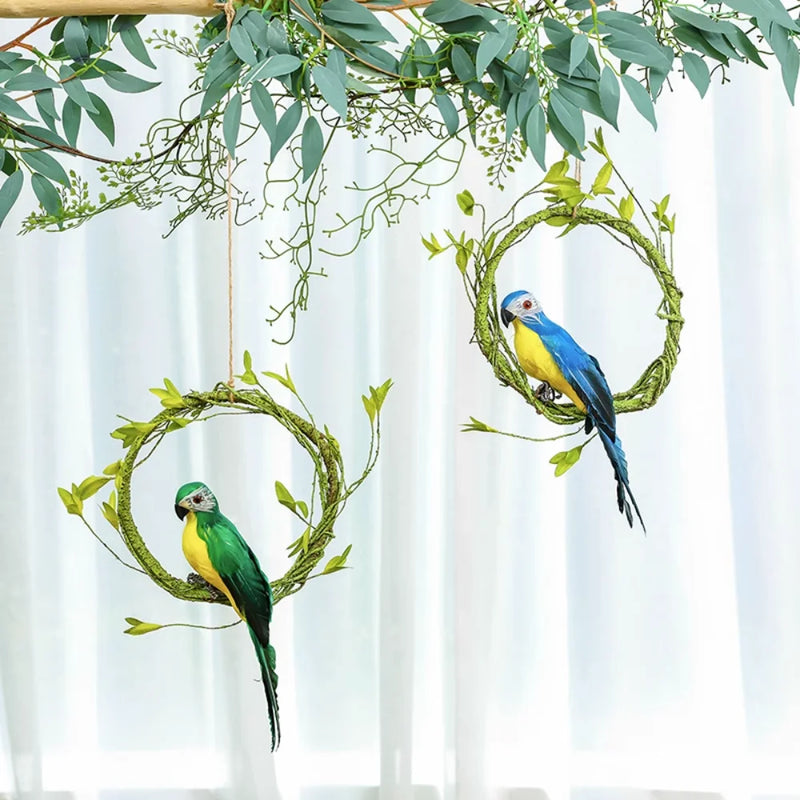 Simulation Bird Parrot Ornaments Artificial Handmade Fake Parrot Balcony Outdoor Courtyard Decorations Garden Landscape Decor